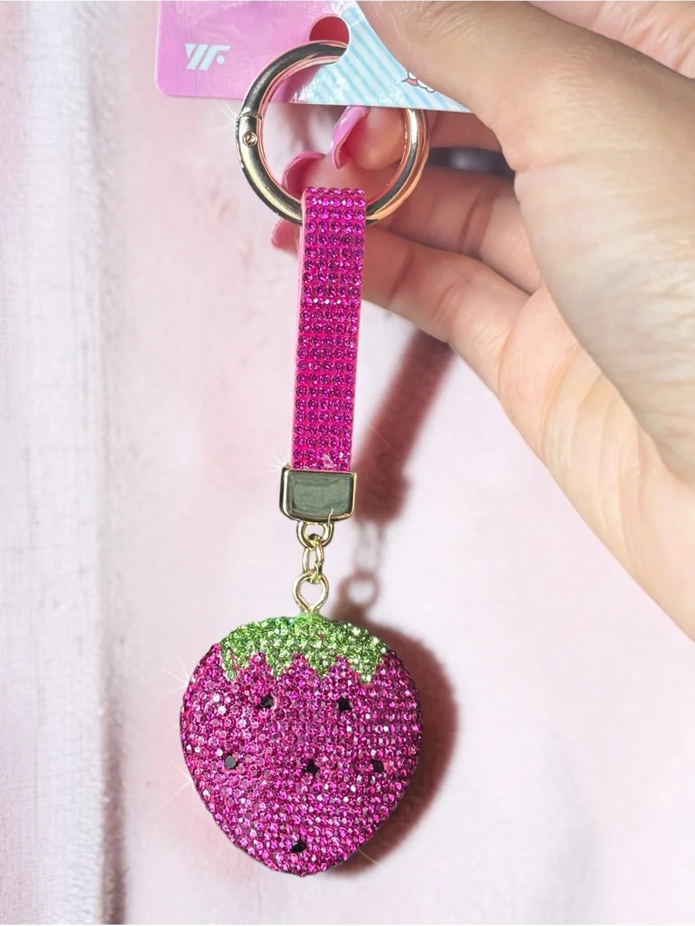 Fuchsia Strawberry Keychain